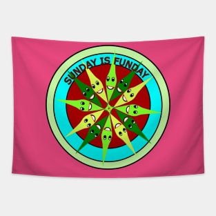 Sunday is funday funny smiley face leaves mandala design Tapestry