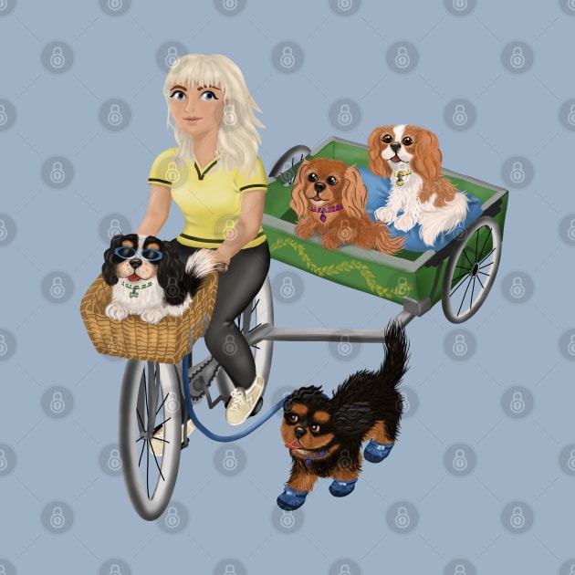 Four Cavaliers Biking and Being Active by Cavalier Gifts