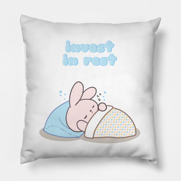 Cute rabbit bunny sleeping Pillow by LoppiTokki