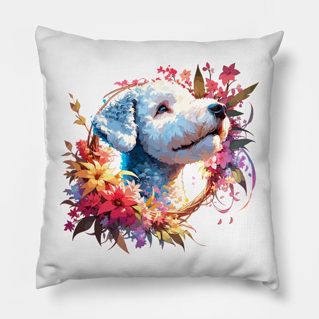 Bedlington Terrier Joyful Mothers Day Dog Mom Gift Pillow by ArtRUs