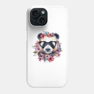 Watercolor Floral Panda Phone Case