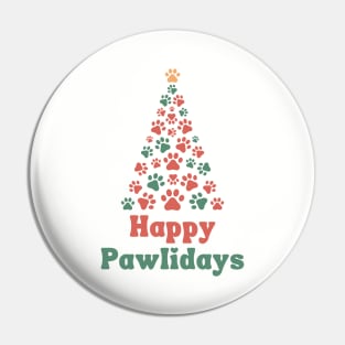 Happy Pawlidays Christmas Paws Pin