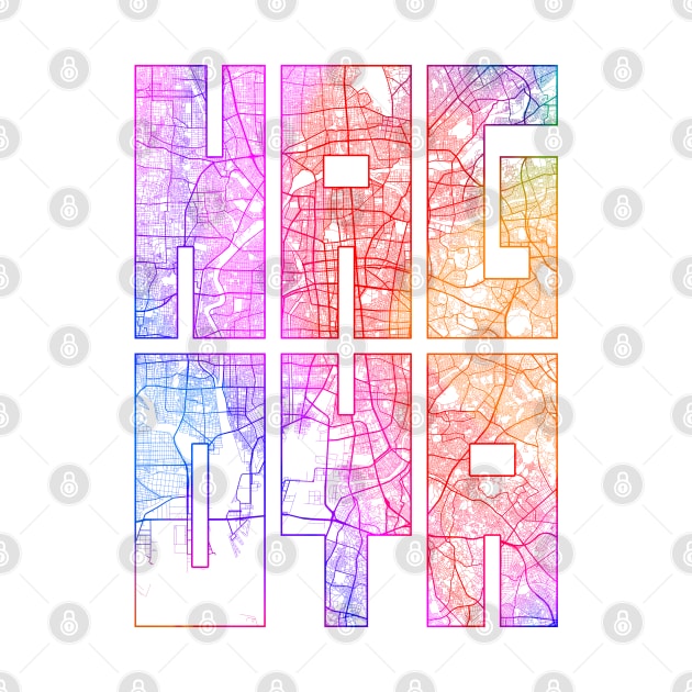 Nagoya, Japan City Map Typography - Colorful by deMAP Studio