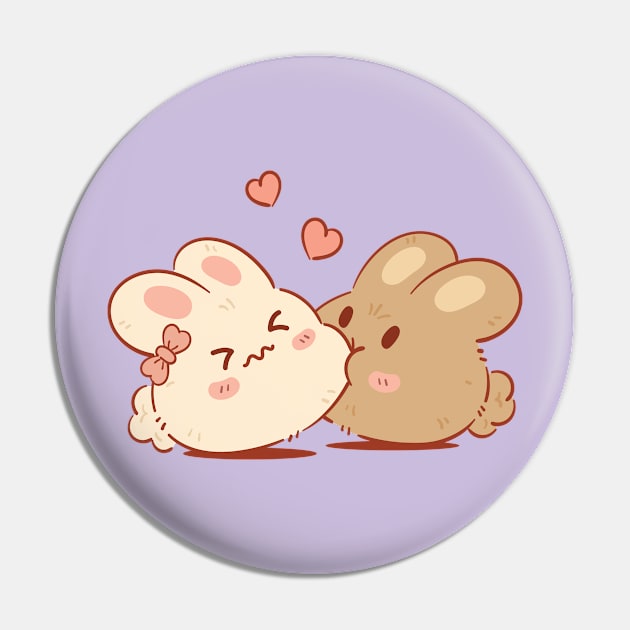 Cute & Kawaii Bunny Kisses | Purple Pin by ModesaDraw