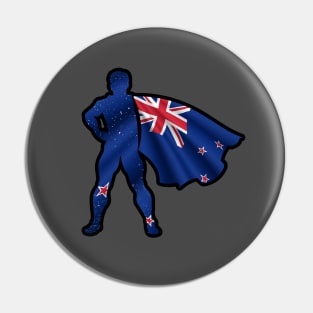 New Zealand Hero Wearing Cape of New Zealander Flag Hope and Peace Unite in New Zealand Pin