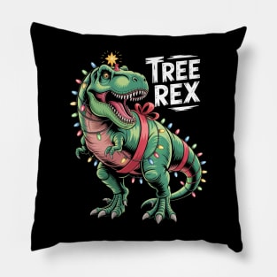 Dinosaur Christmas Tree Rex Pillow