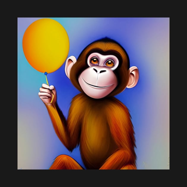 Monkey with Yellow Balloon by ArtistsQuest