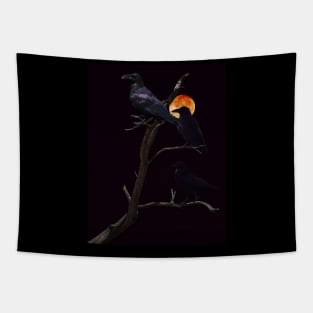 Ravens Under a Full Moon Tapestry