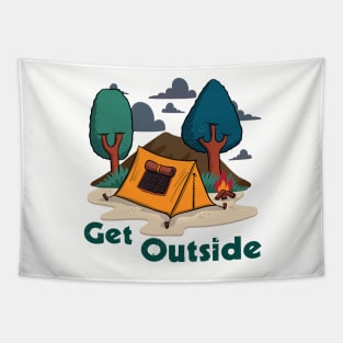 Get Outside - Camping Tent Outdoors Mountains Tapestry