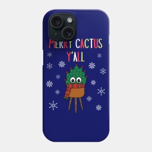 Merry Cactus Y'all - Christmas Cactus With Scarf Phone Case