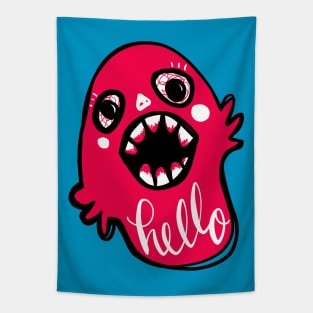 Hello Monster: Weird Funny Socially Awkward Scary Creature Tapestry