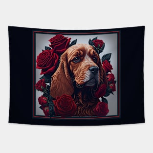 Cocker Spaniel red roses Tapestry