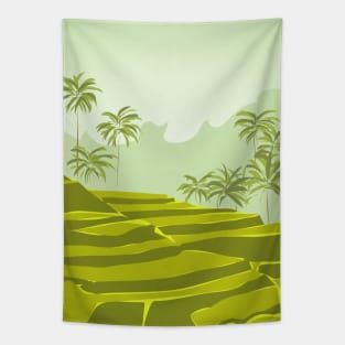 Tegalalang Rice Terraces, Bali, Indonesia - Retro Greens Tapestry