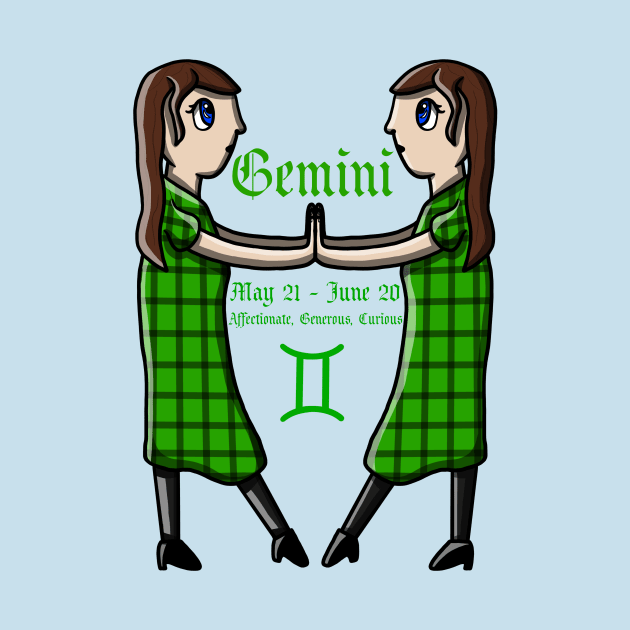 Gemini Zodiac Sign Dates & Traits T-Shirt by Pheona and Jozer Designs