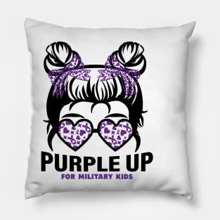 Purple up for military kids Messy bun Military child Month Pillow