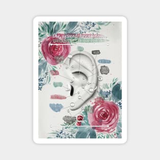 Ear Piercing Chart with Loose Watercolor Florals Magnet