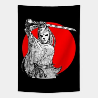 Woman Oni Samurai Tapestry