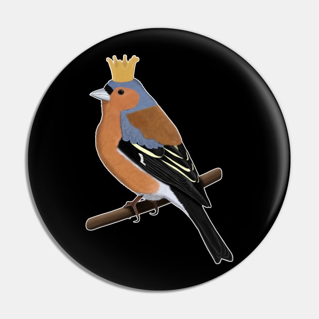 Chaffinch with Crown Bird Watching Birding Ornithologist Gift Pin by jzbirds