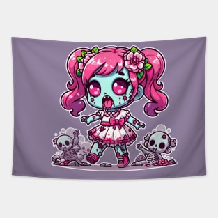 Spooky Zombie Girl Kawaii Tapestry