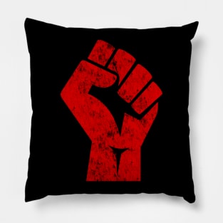 Big Red Raised Fist Salute of Unity Solidarity Resistance Pillow