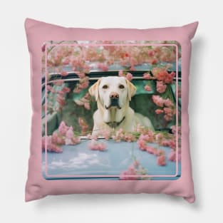 Lovable Dog And Flowers Pillow