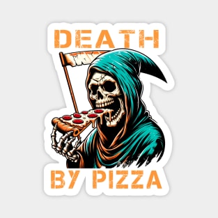 Death by Pizza T-Shirt – Grim Reaper Foodie Tee Magnet