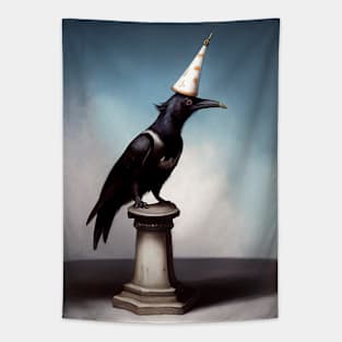 Gothic Crow in a Party Hat Tapestry