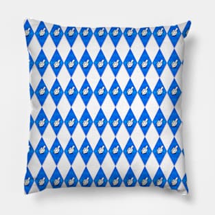 Hanukkah Dreidel Argyle Pattern in Blue Silver and White Pillow