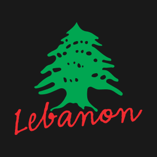 Lebanon Name with Lebanese Flag Cedar Tree Icon Design T-Shirt