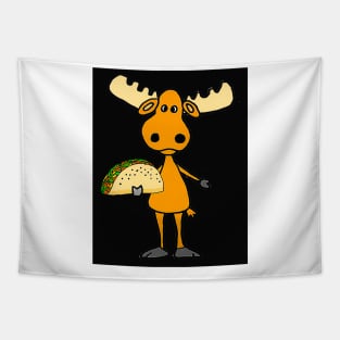 cute Moose eating Taco Cartoon Tapestry