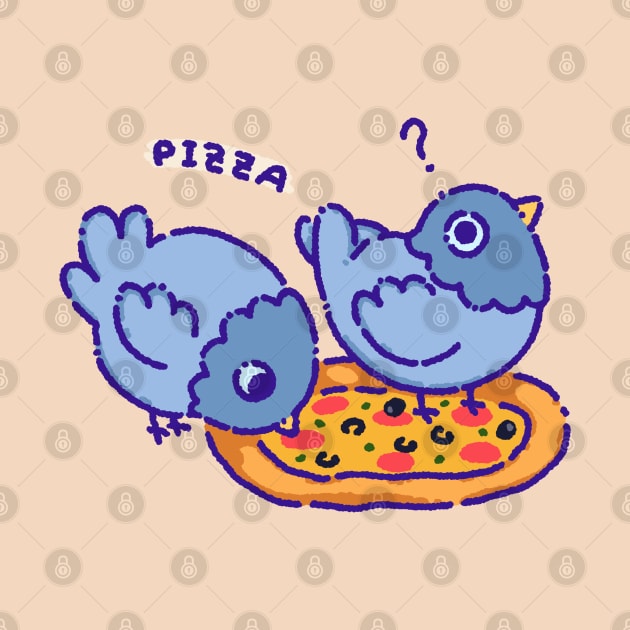 Pigeon on a pizza by Tinyarts