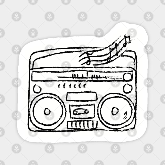 Boom Box Magnet by Ebony T-shirts