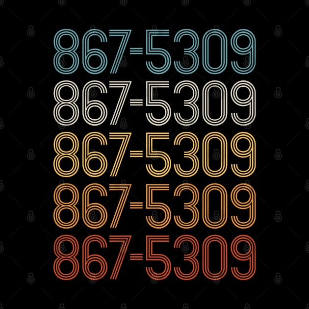 867-5309 Colorful Classic Rock Text Pattern by TwistedCharm