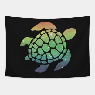 Pastel Rainbow Ombre Faux Glitter Turtle Tapestry