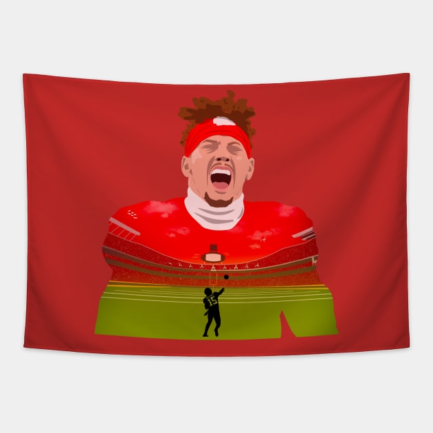 Mahomes red Tapestry by Seeyaseiya