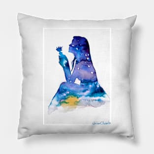 memory of the blue flower Pillow