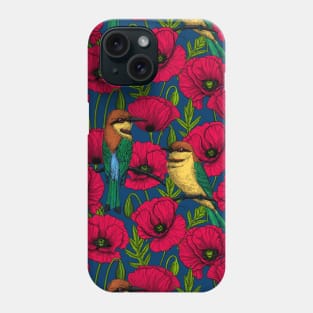 Bee eaters and poppies Phone Case