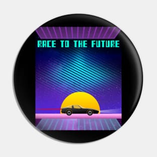 Race to the Future 80s Retro Neon Arcade Design Pin