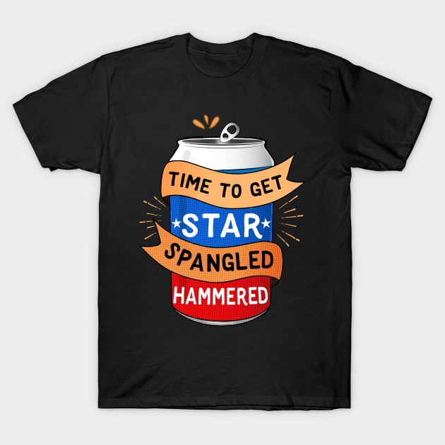 Time To Get Star Spangled Hammered America Drinking T-Shirt Time To Get Star Spangled Hammered America Drinking T-Shirt