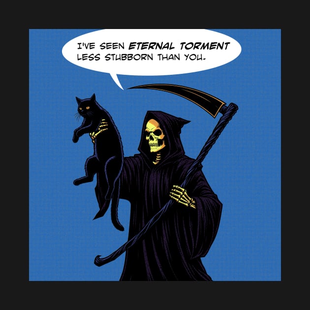 Grim Reaper cat eternal torment by Retro Vibe