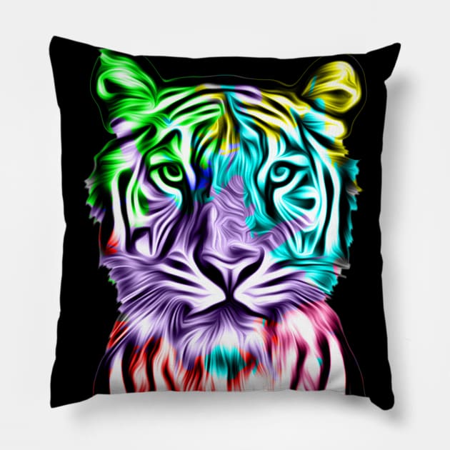 Colorful Tiger Head Pillow by anbartshirts