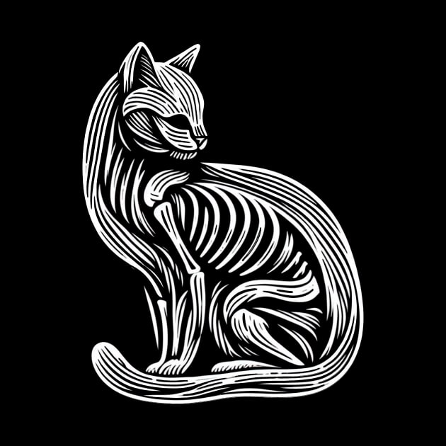 Skeleton Cat: Black and White Elegance by Lovely Animals