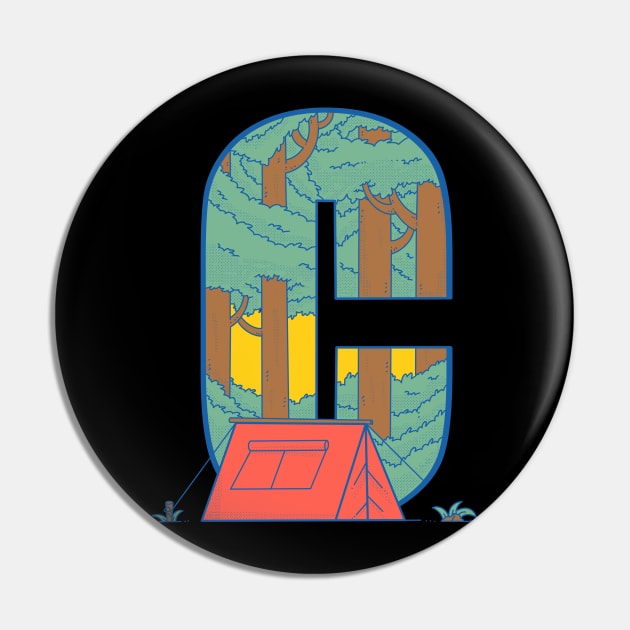 C For Camping Pin by Artthree Studio