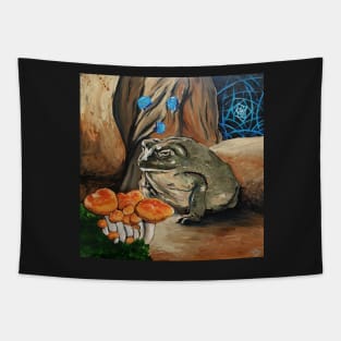 A Moment of Clarity - Psychedelic Frog Toad Mushrooms Sacred Geometry Fantasy Wall Art Handmade Home Decor Painting Tapestry