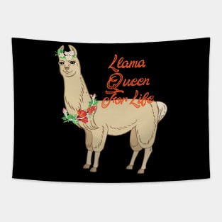 Llama Queen For Life - Cute Llamazing Llama Tapestry