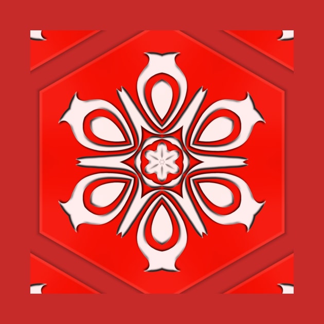 Bright Red Kaleidoscope Pattern (Seamless) 1 by Swabcraft