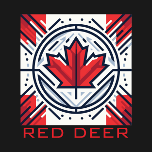 Red Deer Alberta Canada Flag T-Shirt