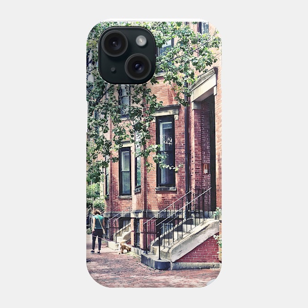 Boston MA - Walking the Dog on Mount Vernon Street Phone Case by SusanSavad