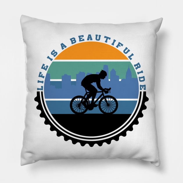 Bike Life Cyclist Pedal Hard Pillow by EdSan Designs