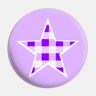 Purple and White Buffalo Plaid Star Pin